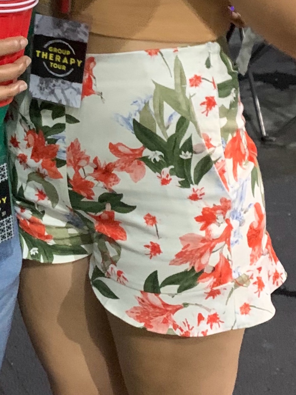 ZARA Floral High-Waist Women’s Frill Shorts - White with Red & Green Print